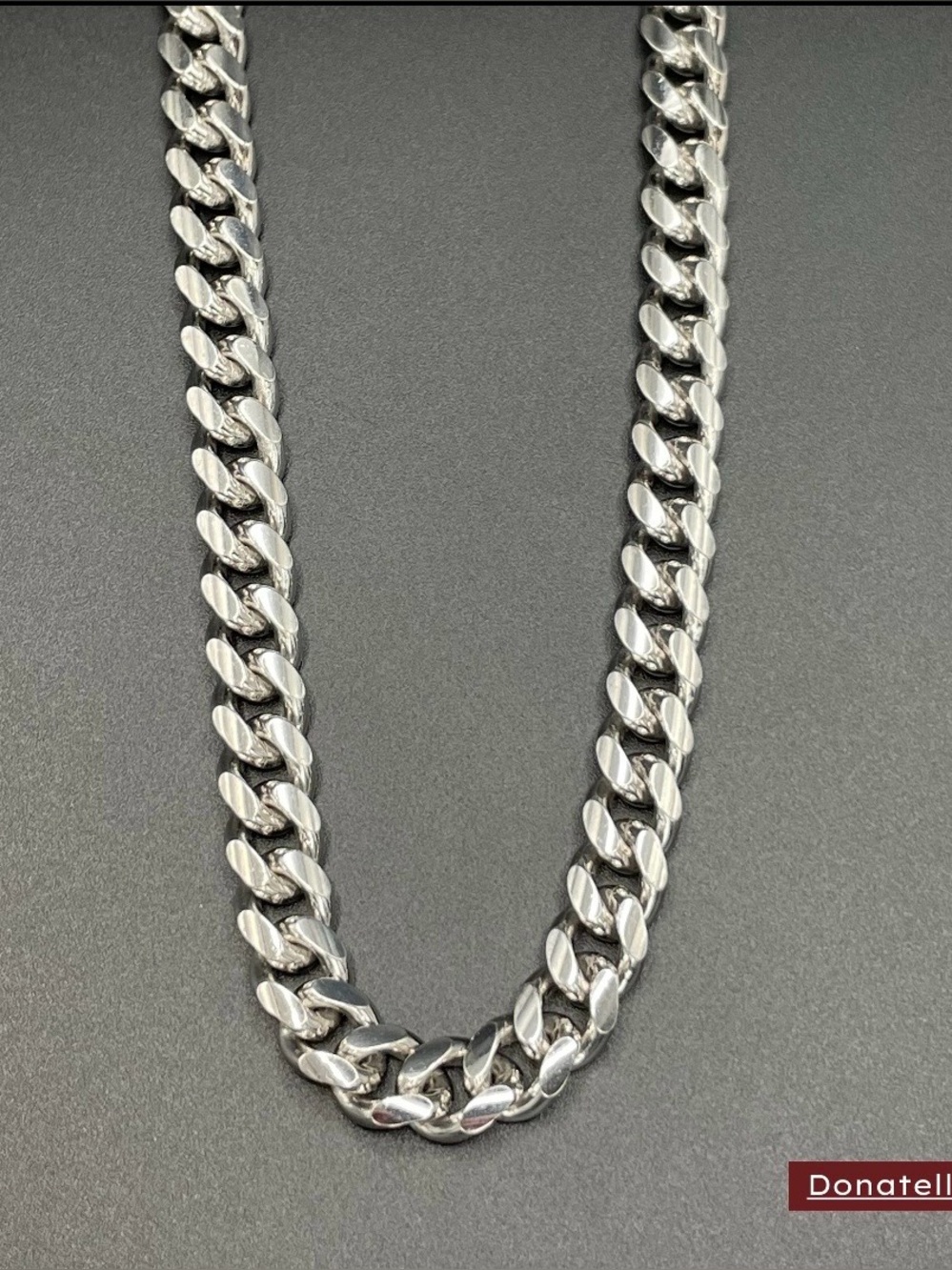 New 925 Sterling Silver Rhodium Plated Lobster Claw Cuban Link Necklace 22”